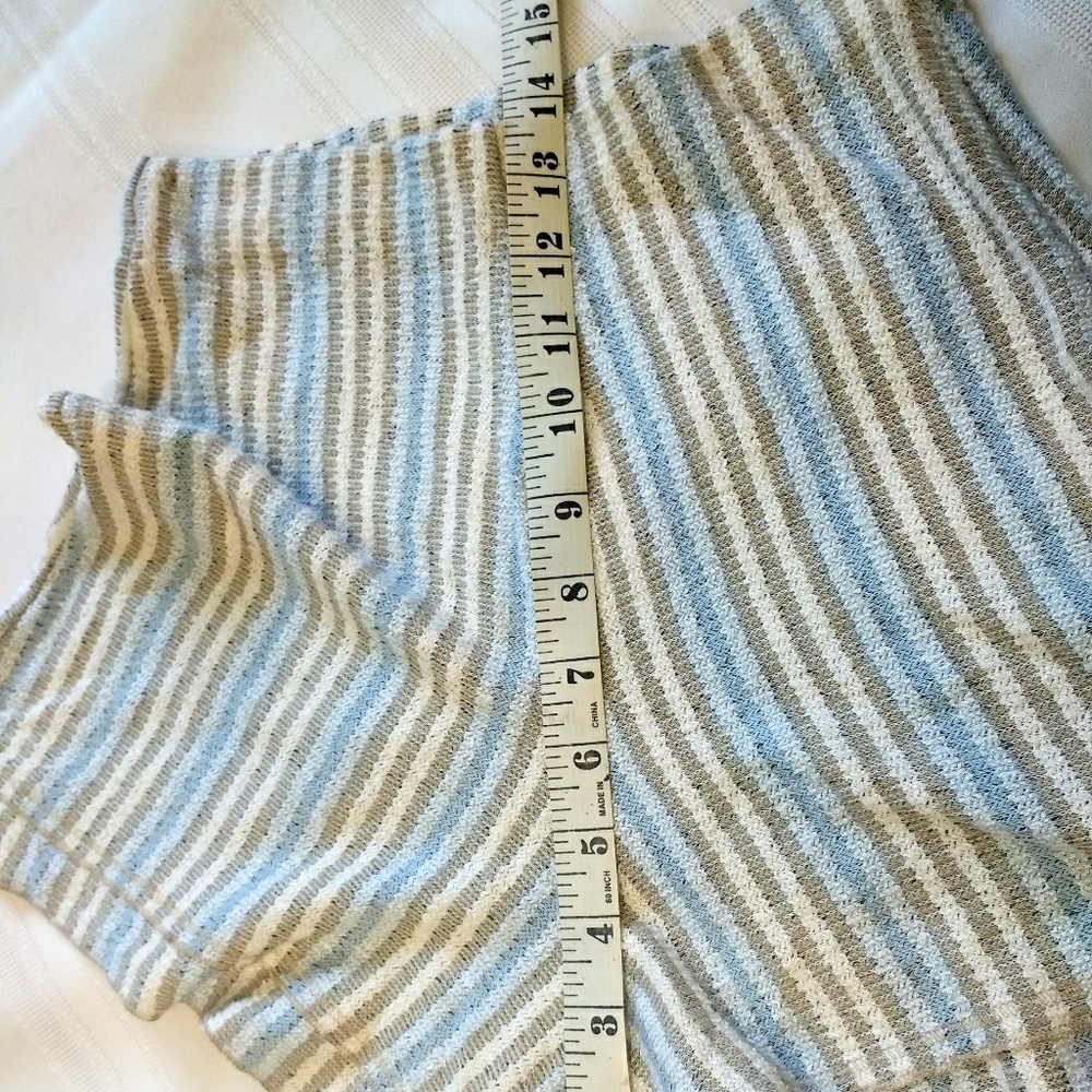 Zara Blue White Striped High Waist Knit Shorts - Picture 5 of 8